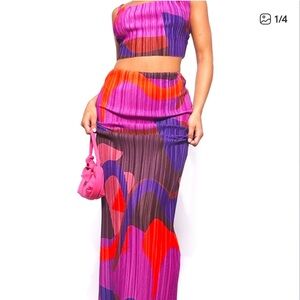 PrettyLittleThing Pink and Purple Skirt Set